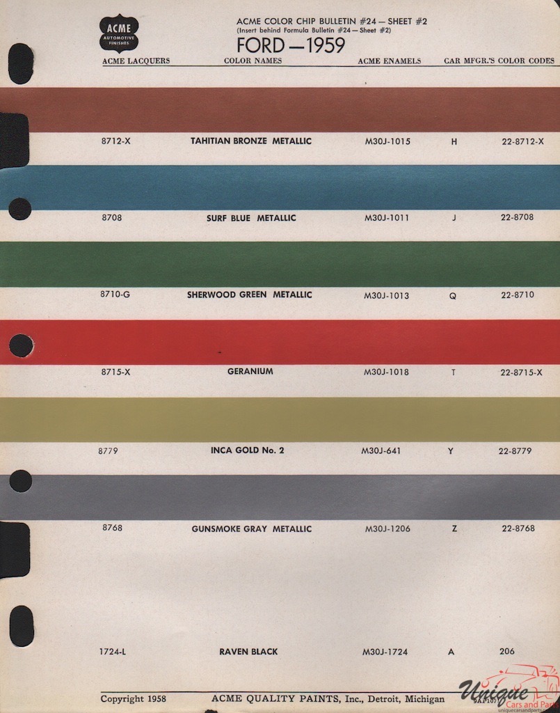 1959 Ford Paint Charts Acme 2